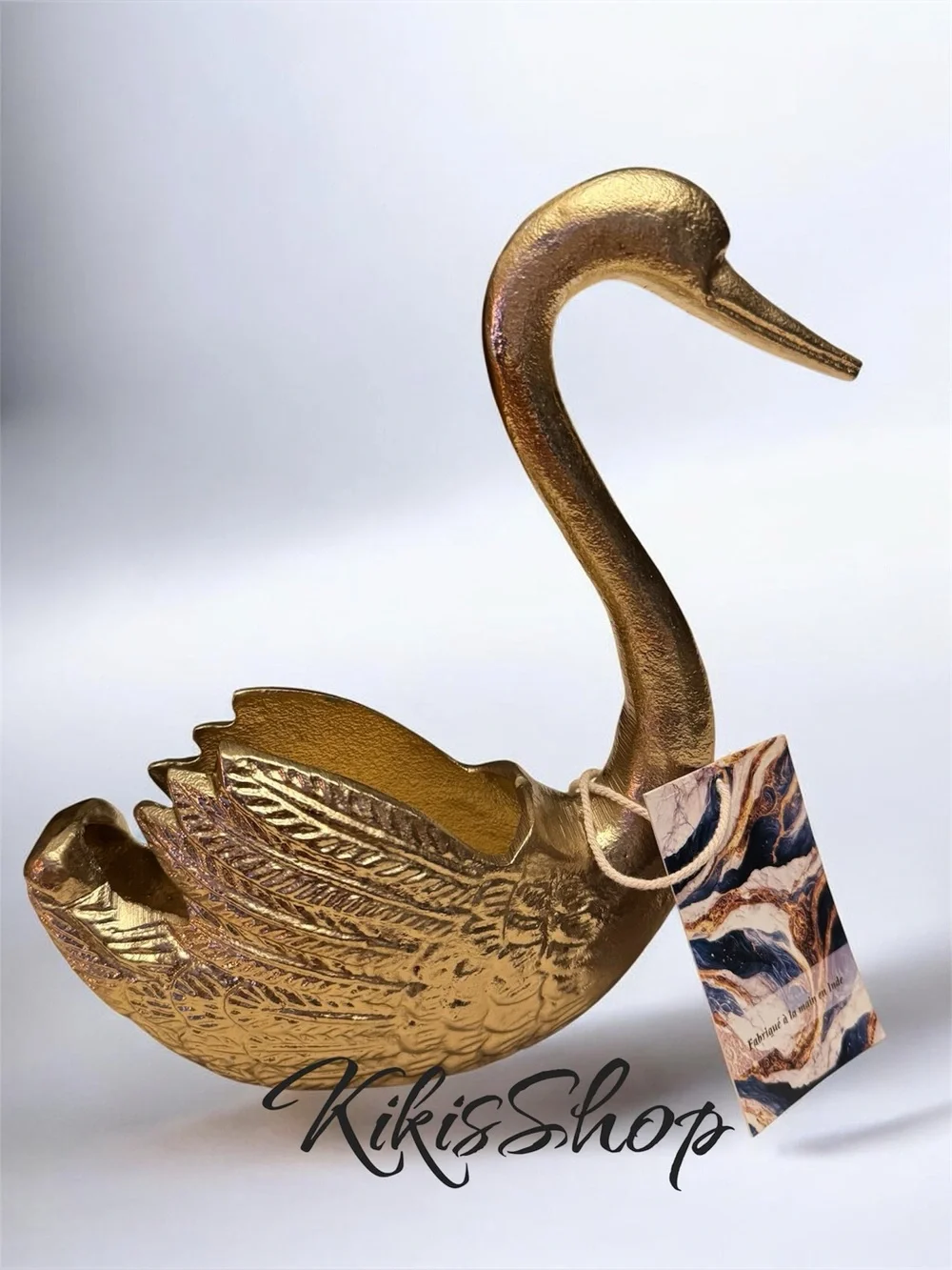 Vintage Brass Long Neck Swan Home Accent Decor